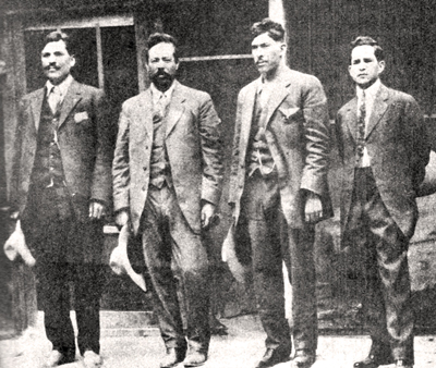 LEFT TO RIGHT: Rodolfo Fierro, Pancho Villa, Jos Rodrguez, and a journalist