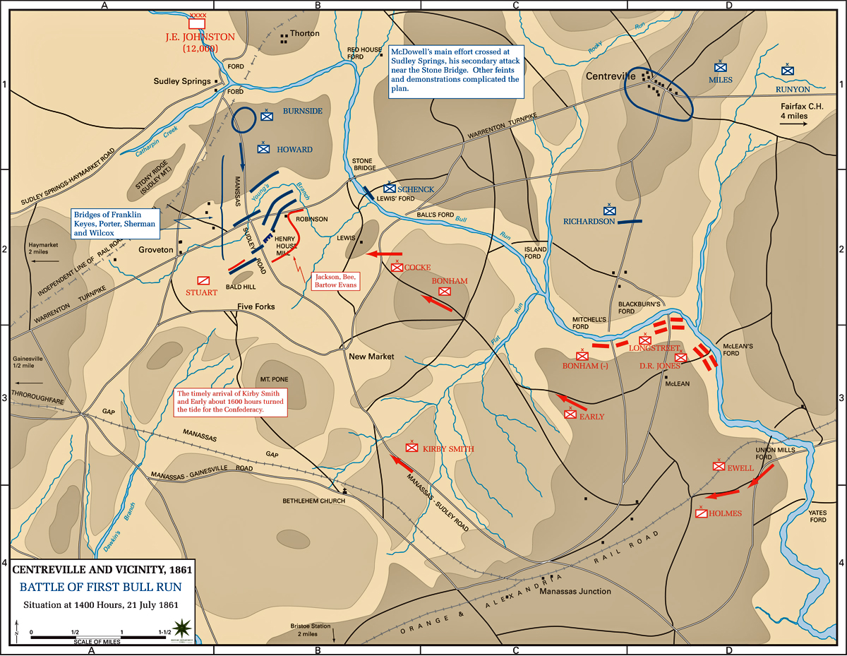 Map of the First Battle of Bull Run - July 21, 1861