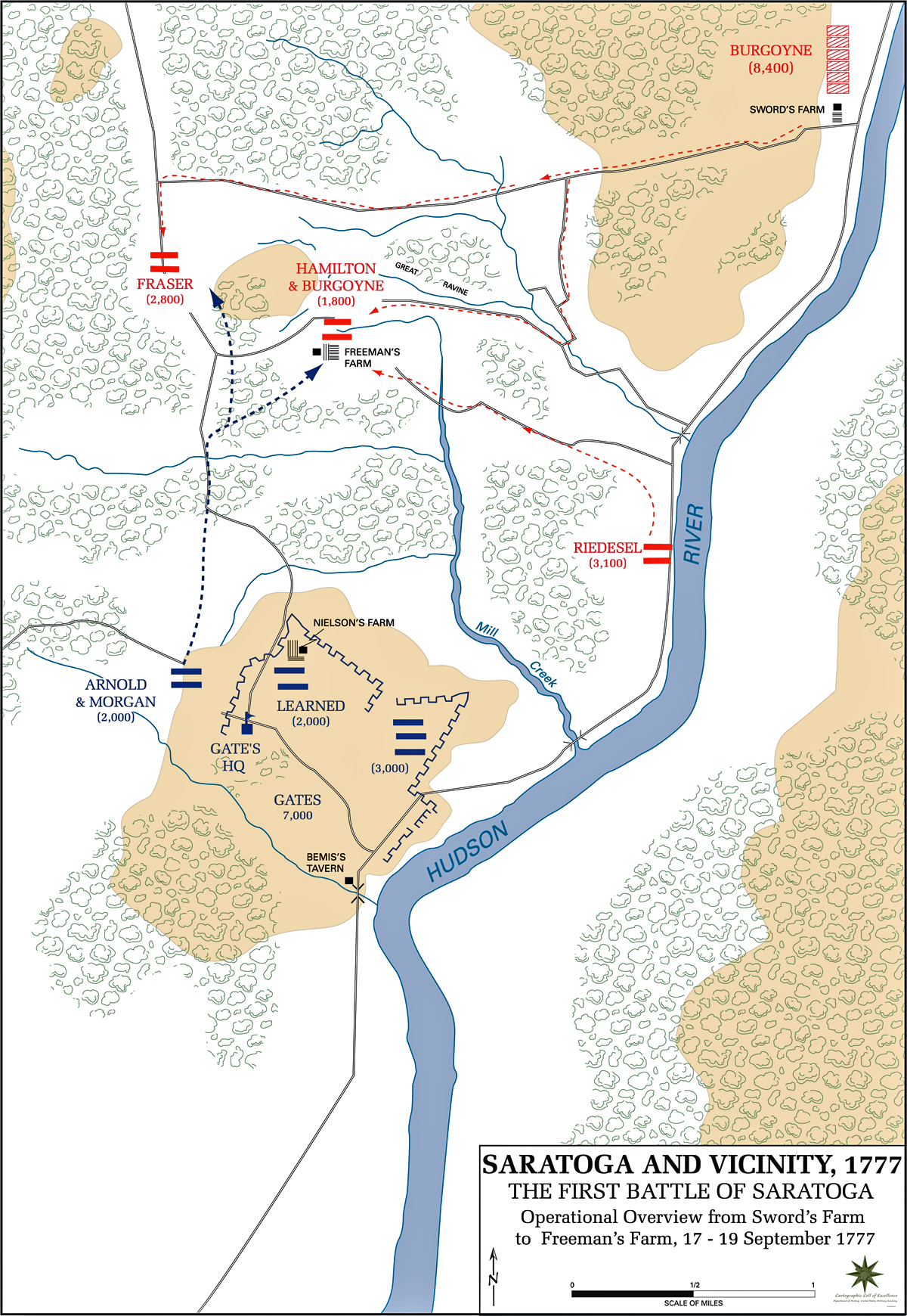 Map of the First Battle of Saratoga - September 19, 1777