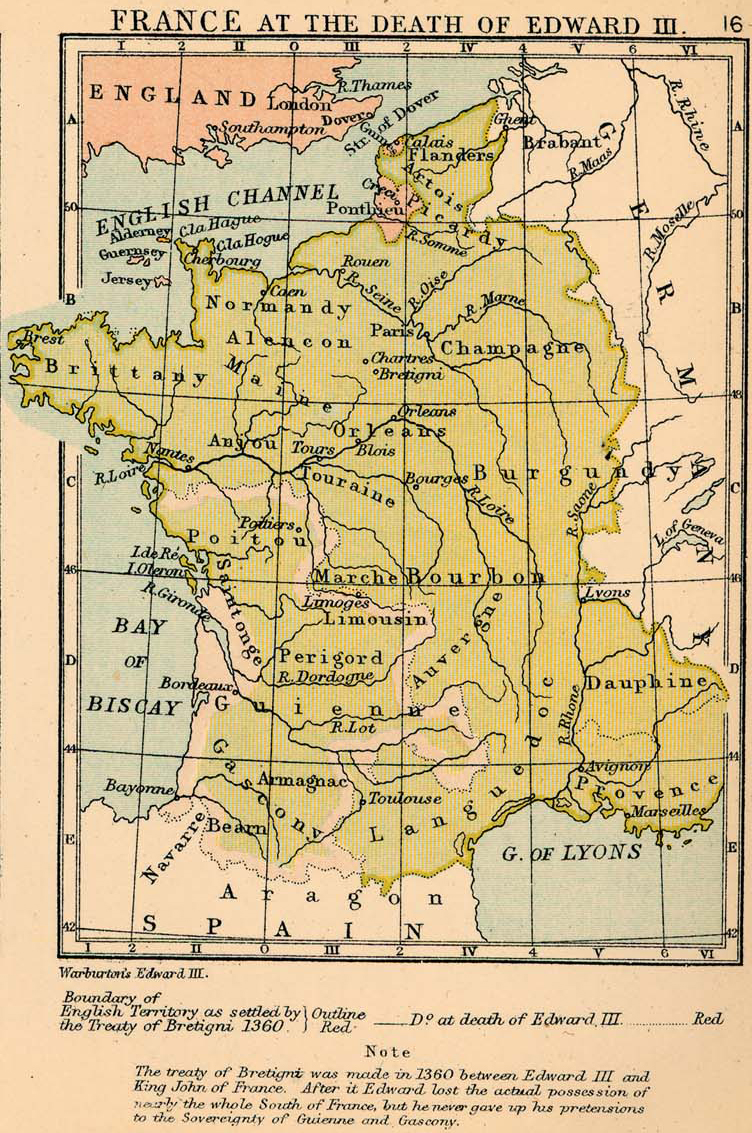 Map of France at the Death of Edward III, 1377
