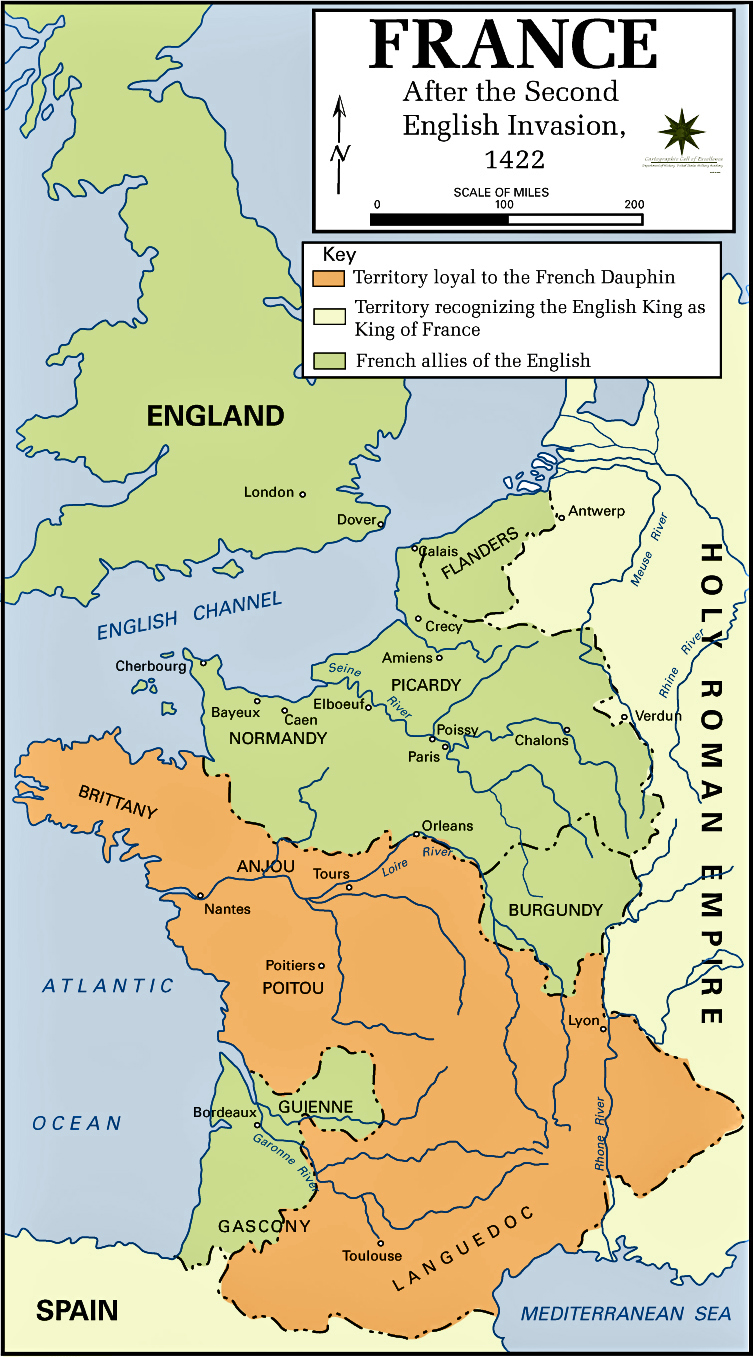 Map of France in 1422