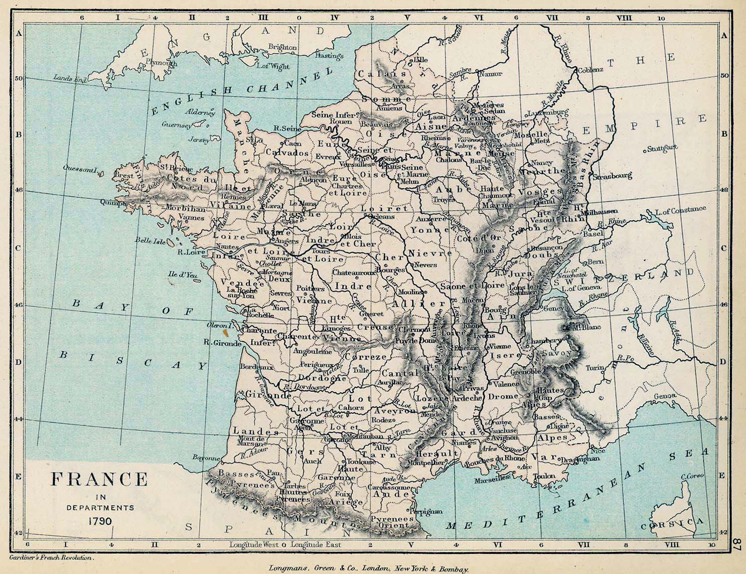 Map of France in Departments 1790