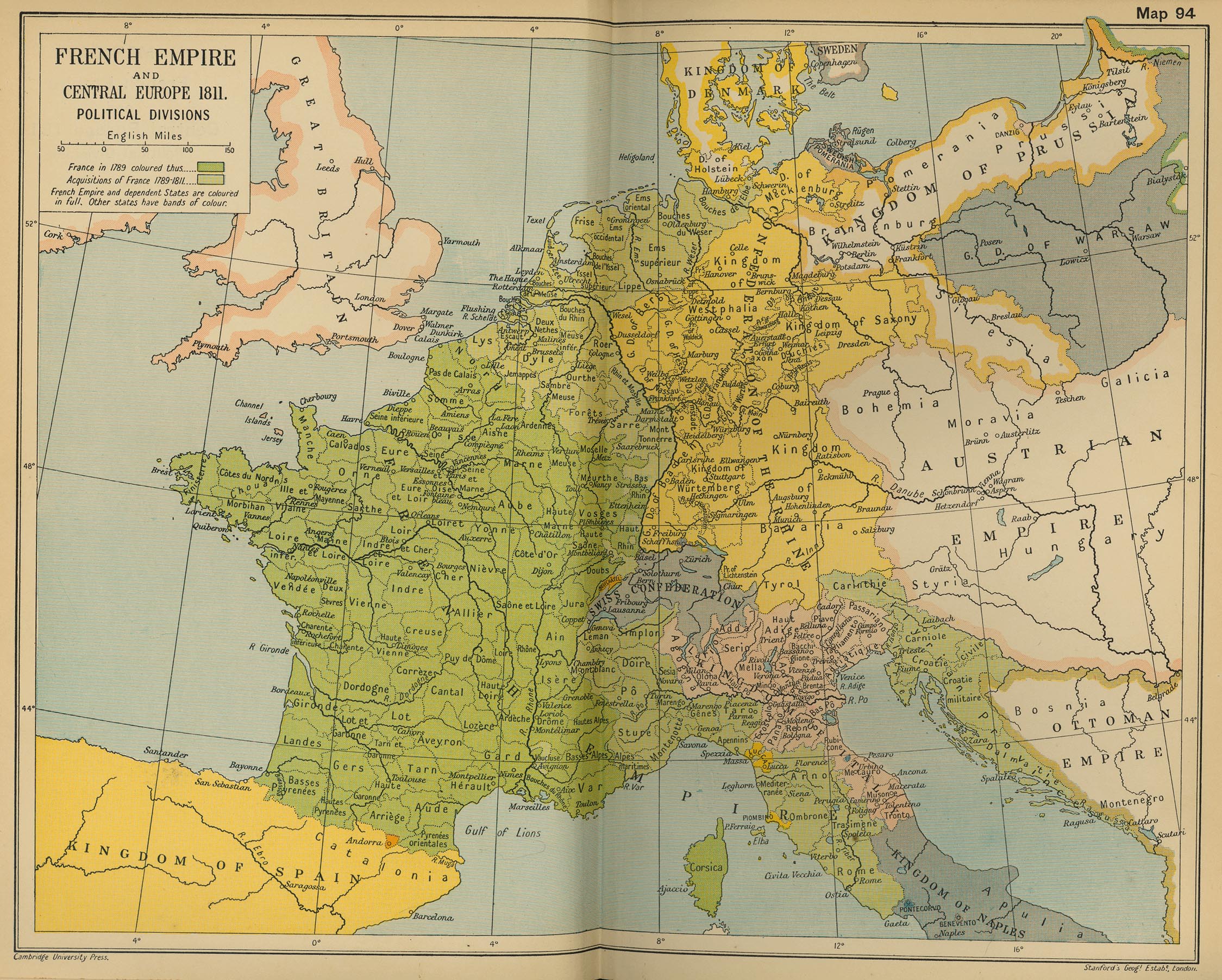 Map of Central Europe and the French Empire in 1811