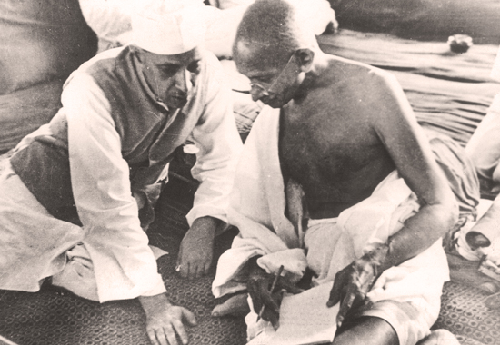 HAPPIER DAYS - JAWAHARLAL NEHRU AND MOHANDAS GANDHI IN 1942