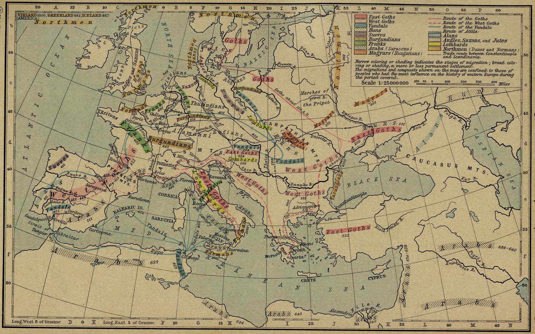 Map of the Germanic Migrations 150-1066