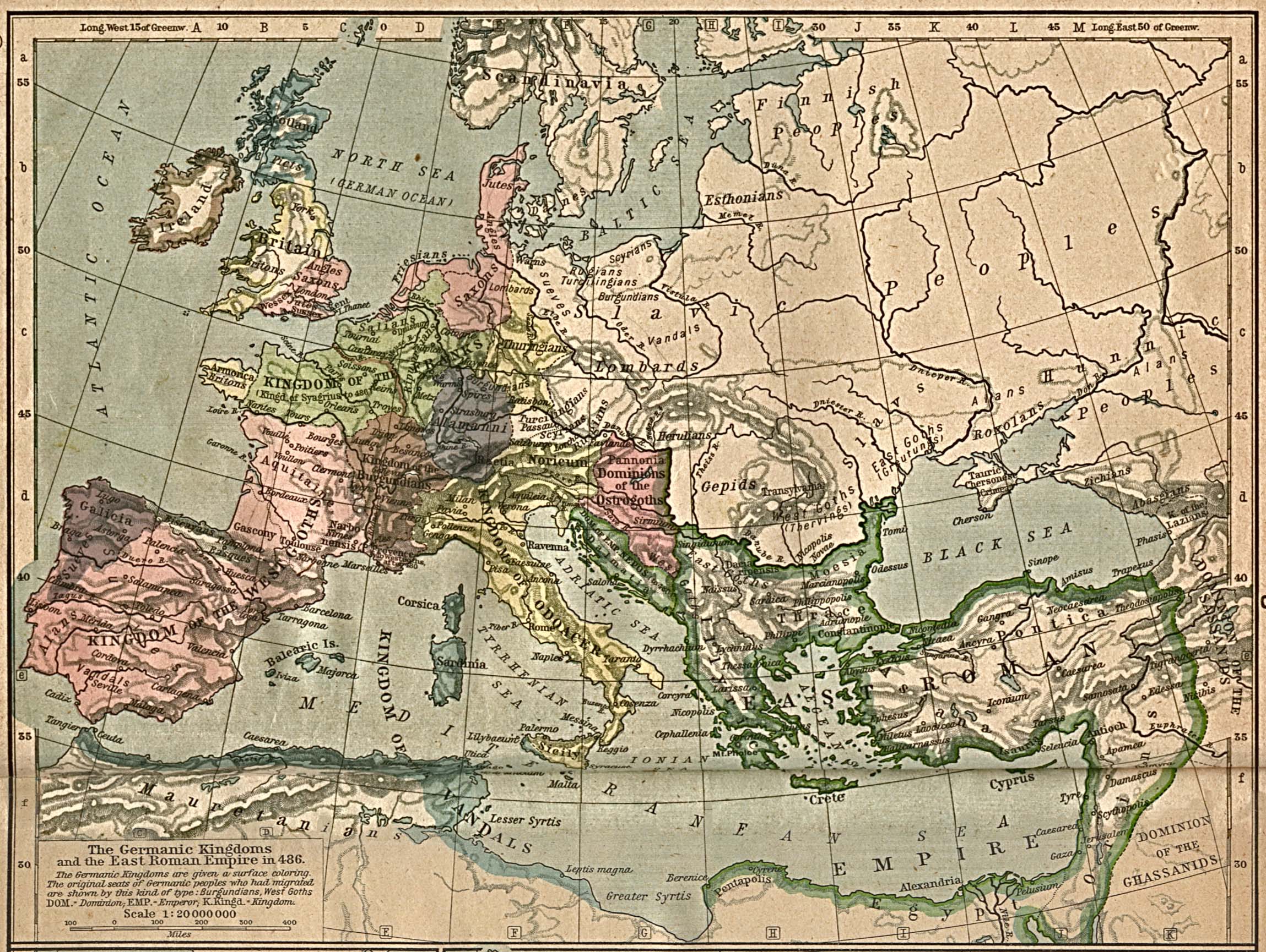 Map of the Germanic Kingdoms and the East Roman Empire, 486