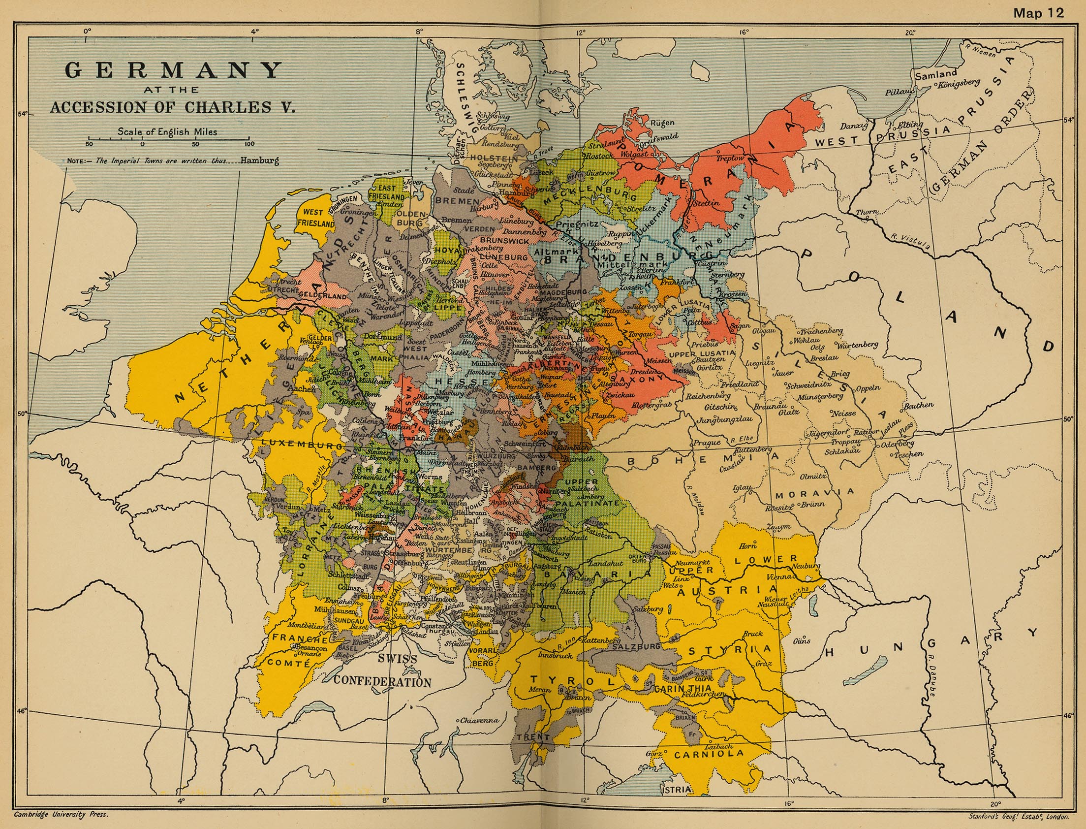Map of Germany at the Accession of Charles V