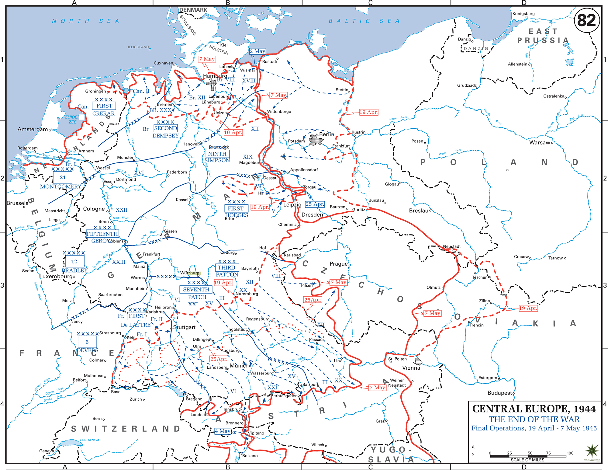 Map of World War II: Germany. Final Operations April 19 - May 7, 1945.