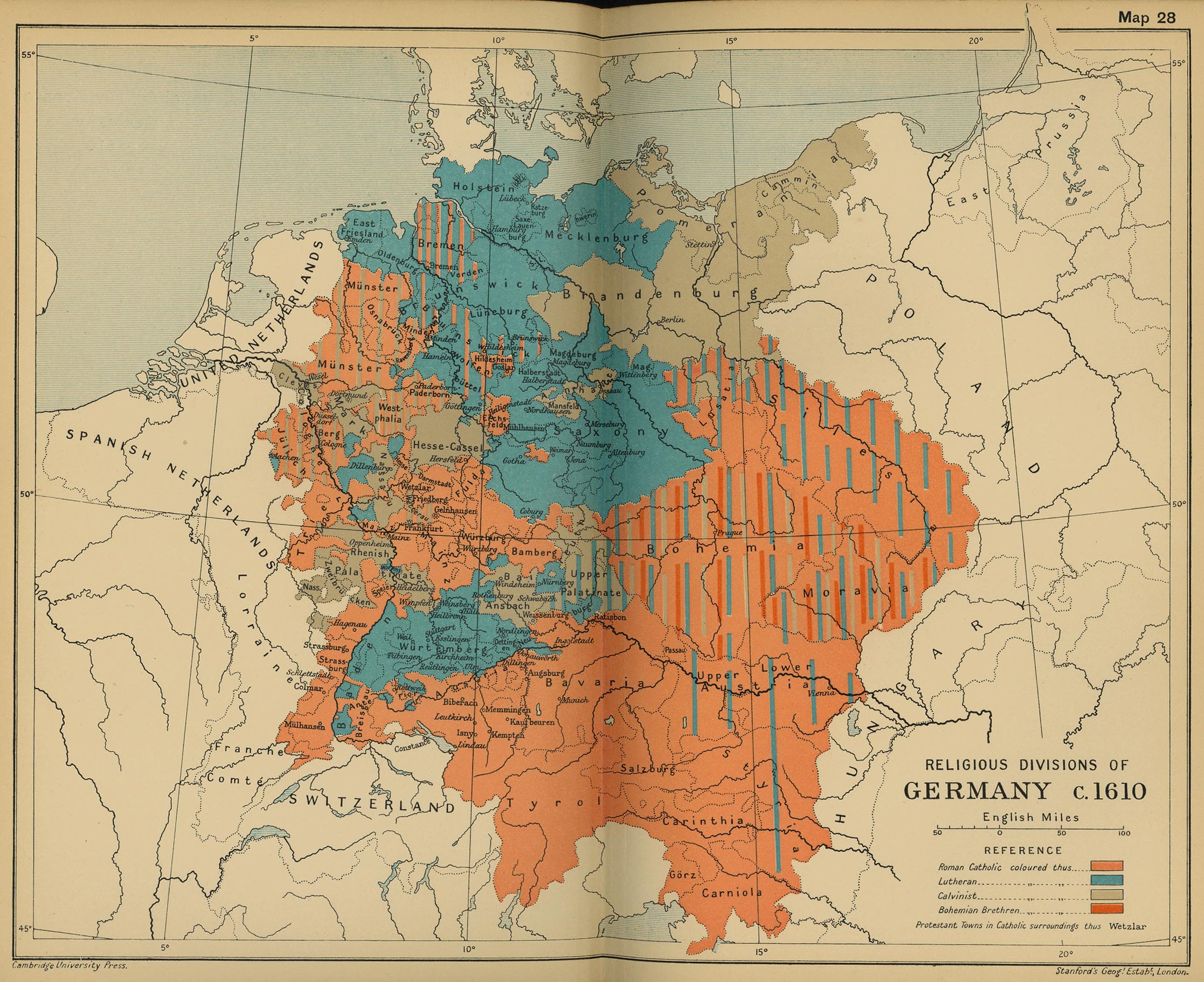 Map of the Religious Divisions of Germany, c. 1610