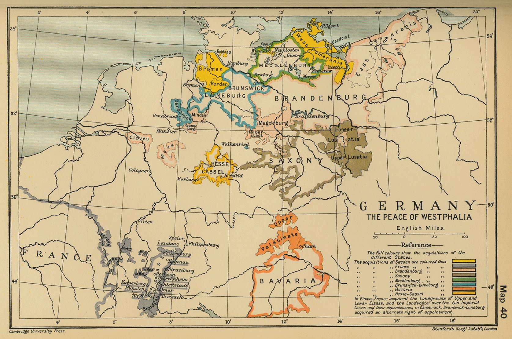 Map of Germany 1648 - The Peace of Westphalia