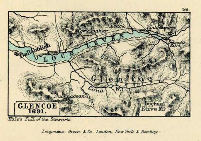 Map of the location of the Massacre of Glencoe - February 13, 1692