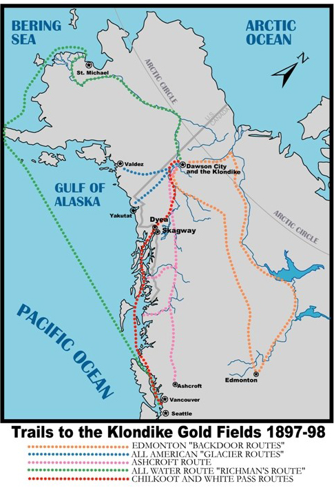 Map Klondike Yukon Gold Rush
