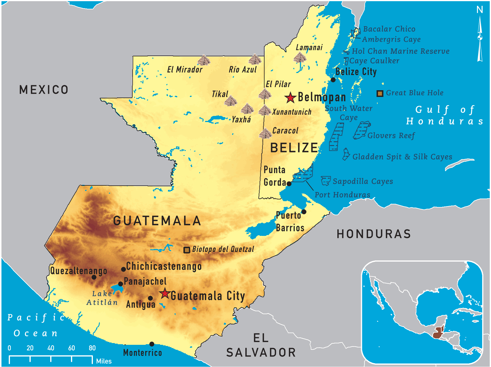 Map of Guatemala and Belize 2011
