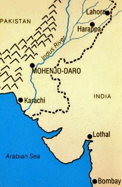 Map Location of Harappa and Mohenjo-Daro