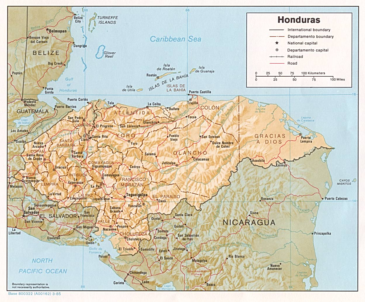 Map of Honduras 1985