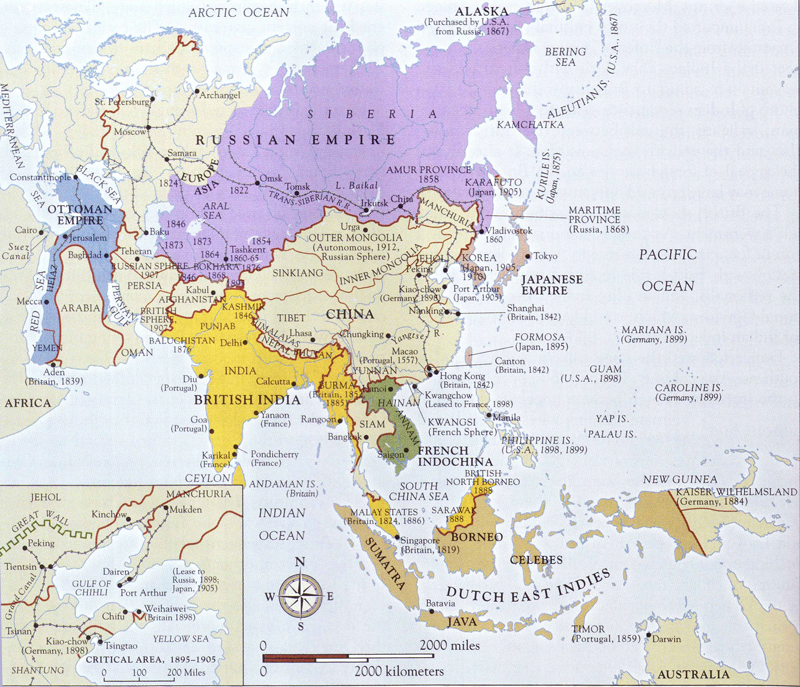 Map of Imperialism in Asia 1840-1914