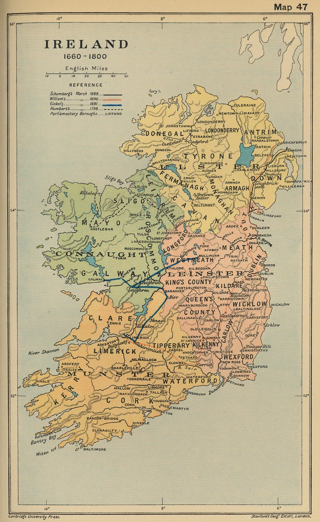 Map of Ireland 1660-1800