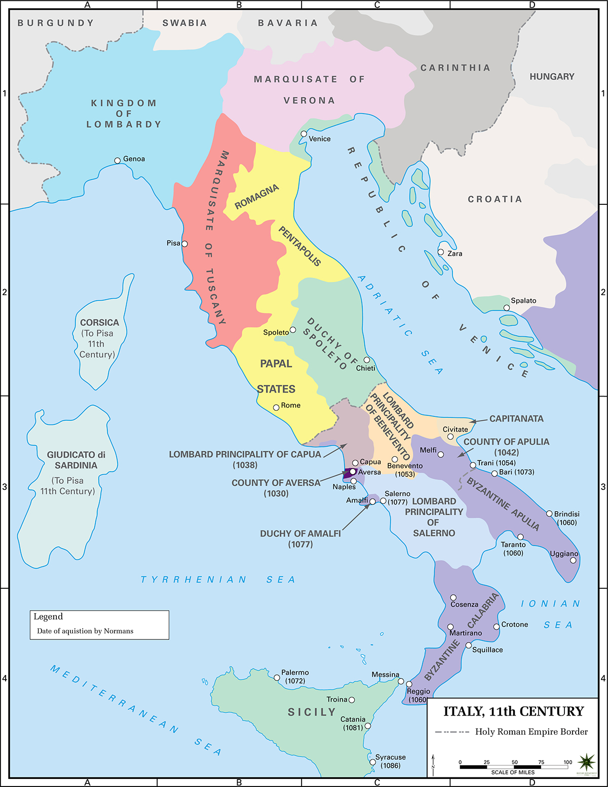 Political Map of Italy in the 11th Century