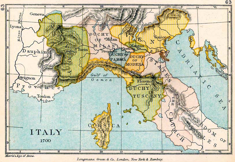 Map of Northern Italy in 1700
