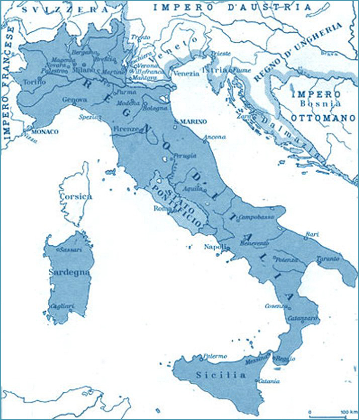 Map of Italy 1861