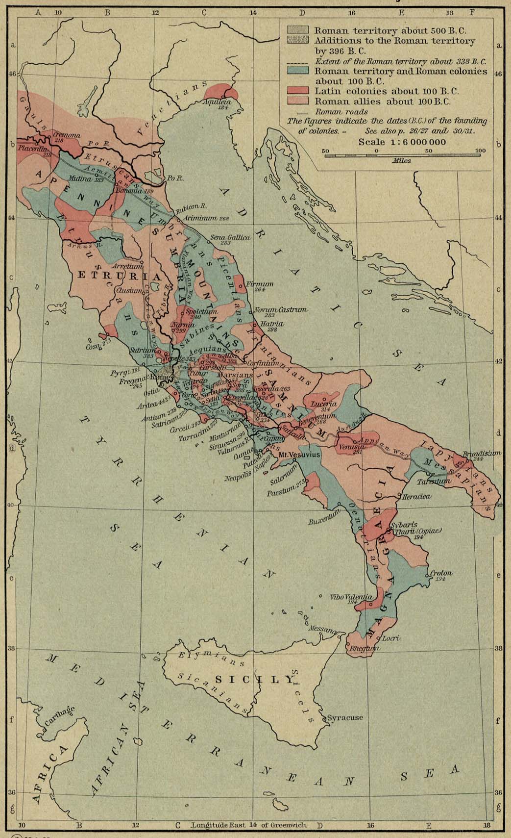 Map of the Growth of Roman Power in Italy