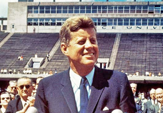ENLIGHTENS HIS AUDIENCE ON THE U.S. SPACE PROGRAM - JFK IN 1962