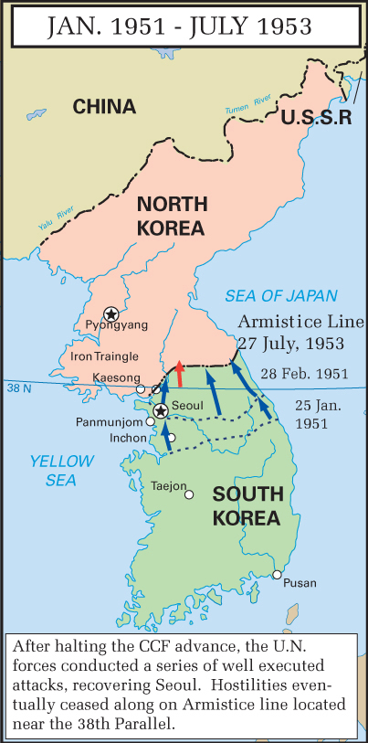 Map Korean War: January 1951 - July 1953
