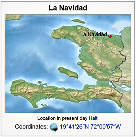 Map Location La Navidad, in today's Haiti