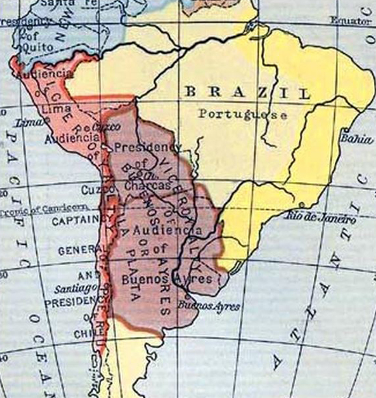 Viceroyalty of Buenos Ayres or La Plata, Map of South America About 1790