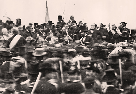 Abraham Lincoln at Gettysburg, PA - November 19, 1863, around noon, three hours prior to giving his Gettysburg Address.