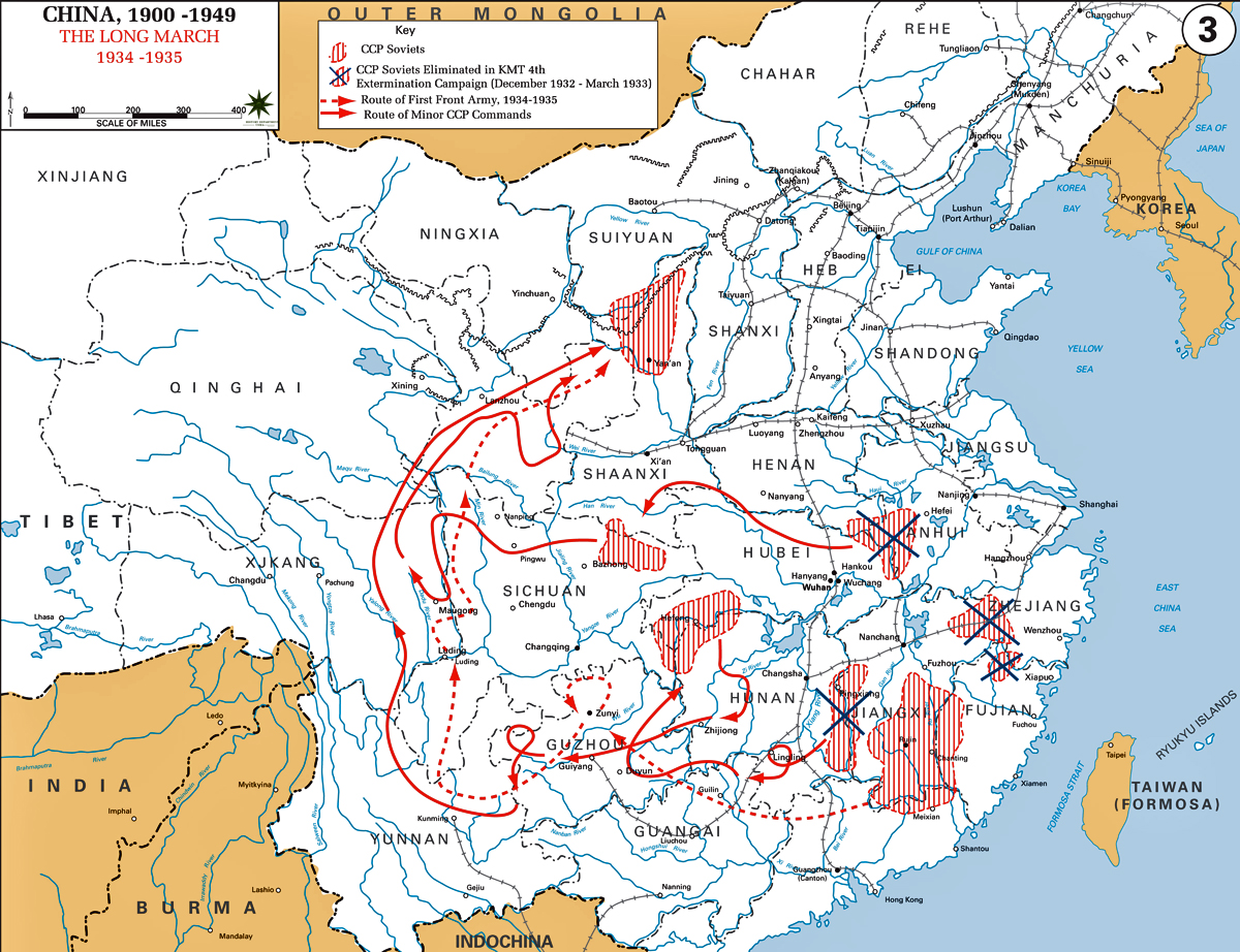 Map of China 1934-1936: The Long March