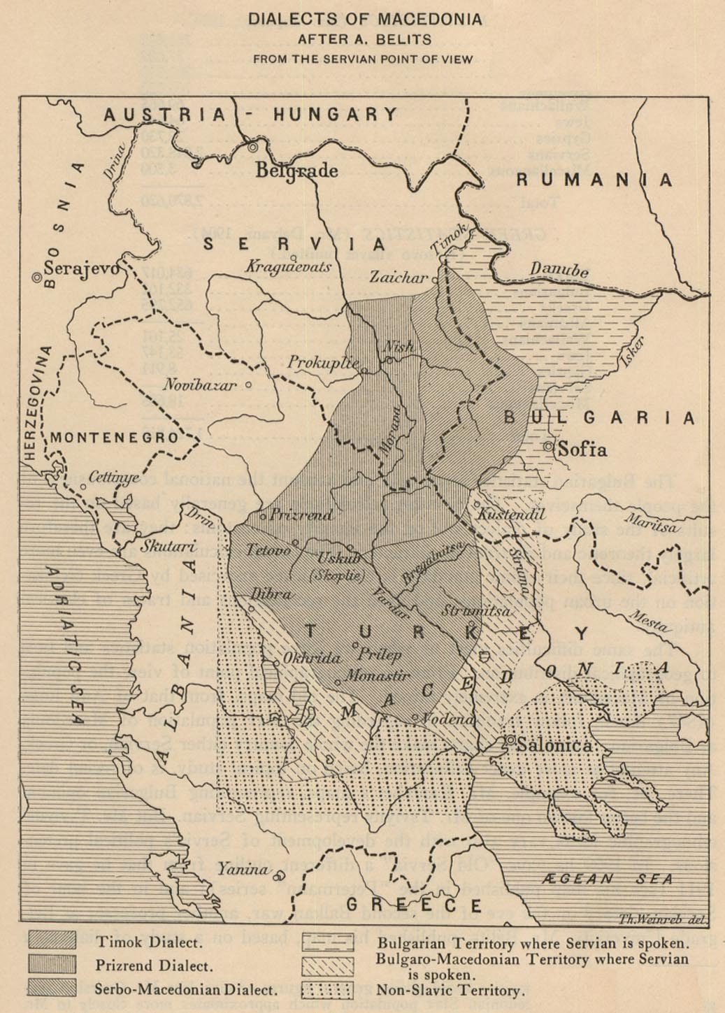 Map of Macedonia - Dialects 1914