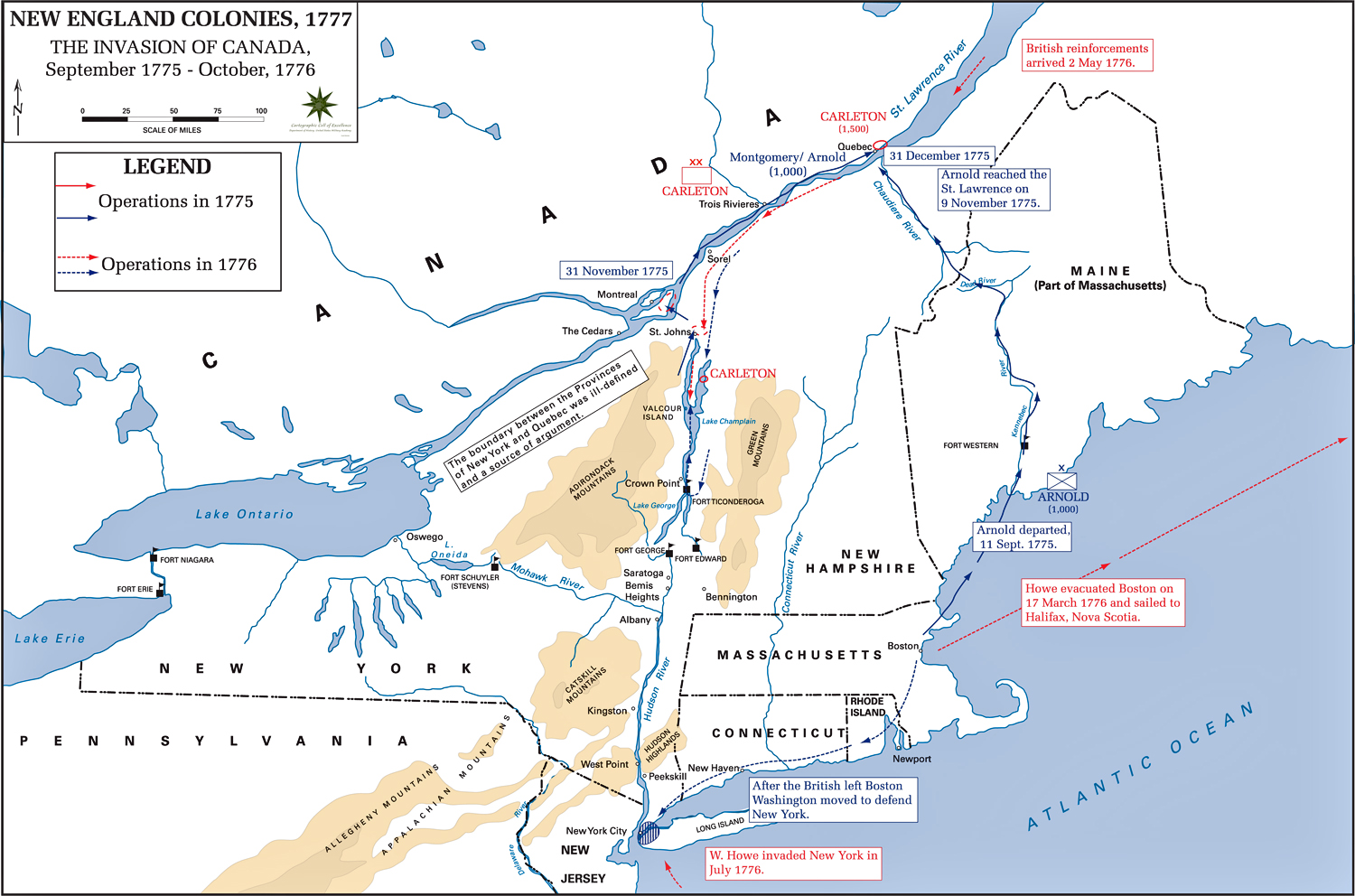 Map of the American Revolution: Campaigns 1775-1776