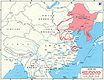 Map of China 1937. Chinese Territory Seized Prior to July 1937, Major Japanese Drives in 1937.