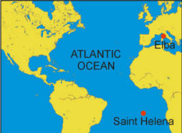 Elba and Saint Helena on a Map