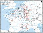Map of WWII: Western Europe. Pursuit to the West Wall. Operations August 26 - September 14, 1944.