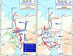 History Map of the Suez Canal Area. Campaign in Sinai, Operation GAZELLE, Egyptian Counter-Attacks, October 1973.