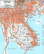 History Map of the Vietnam War. Indochina Early 1954.