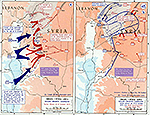 History Map of Israel and Syria: Golan Heights Campaign, Syrian Attack, Israeli Attack, Arab Counter-Attacks, October 1973.