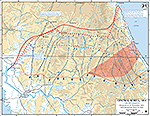 Map of the Korean War: Central Korea. U.N. Offensive, Situation on November 27, 1951, Operations Since May 23, 1951.