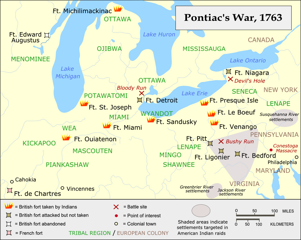 Map of Pontiac's War 1763