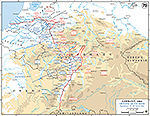 Map of World War II: European Western Front, Crossing of the Rhine River, March 22-28, 1945
