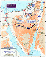 History Map of the Sinai Peninsula: Israel's War of Independence, Campaign in Sinai, Opening Phase, October 29-31, 1956.