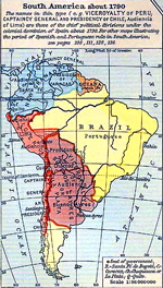 Map of South America about 1790