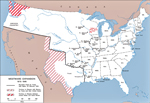 Map United States 1815-1845: Westward Expansion, American Forts, 1819 Treaty Line