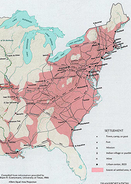 Map of the United States - Exploration and Settlement 1800-1820