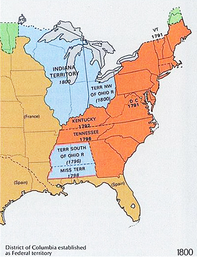 Map of U.S. Expansion in 1800