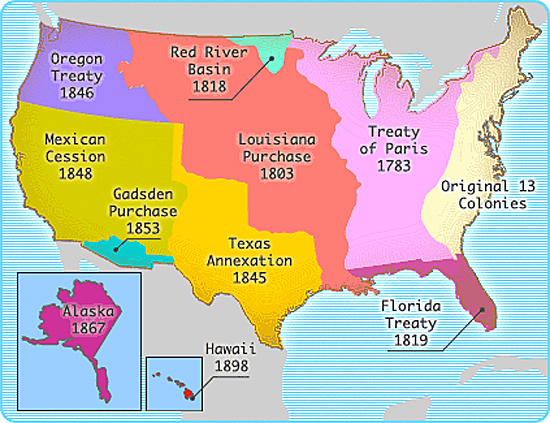 Map of the United States: Territorial Acquisitions