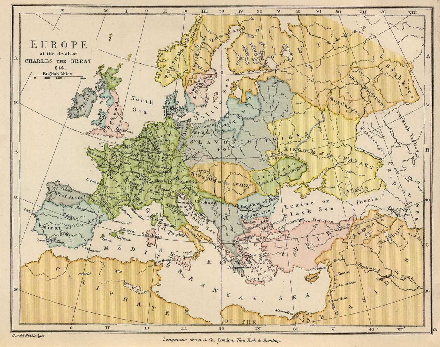 Map of Europe at the death of Charles the Great, 814