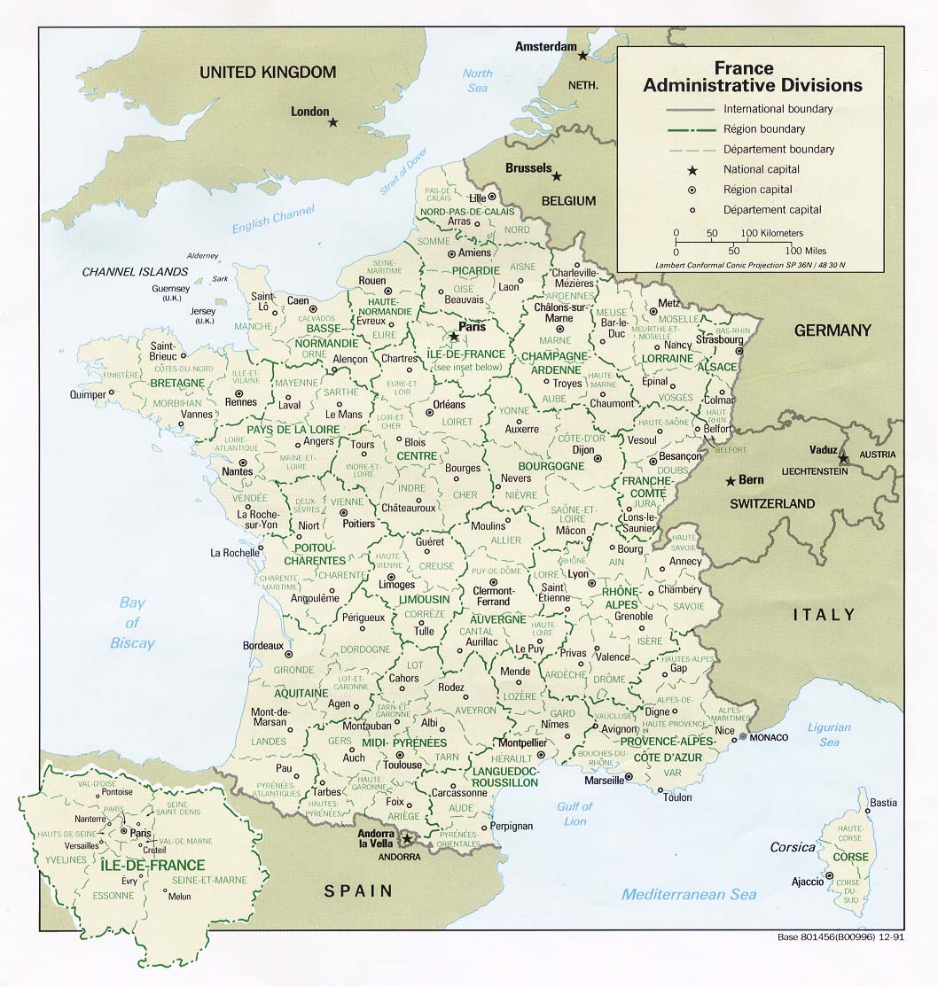 Map of France, 1991